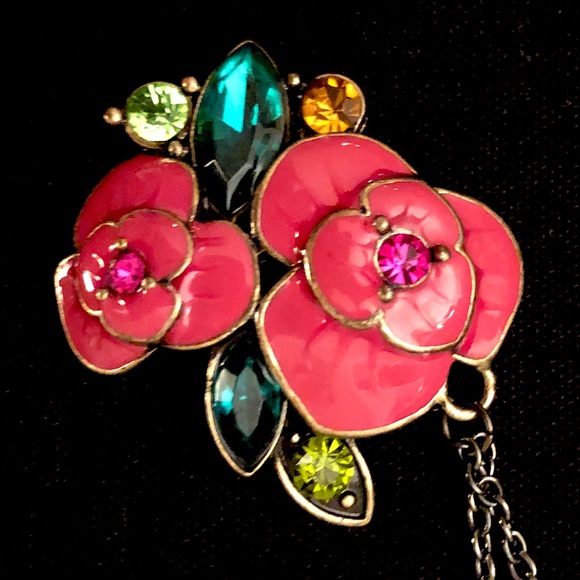 Anna Sui Jewelry - Anna Sui pink flower pendant long chain necklace NWOT